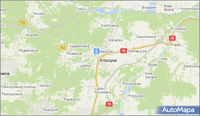 mapa Kroczyce, Kroczyce na mapie Targeo
