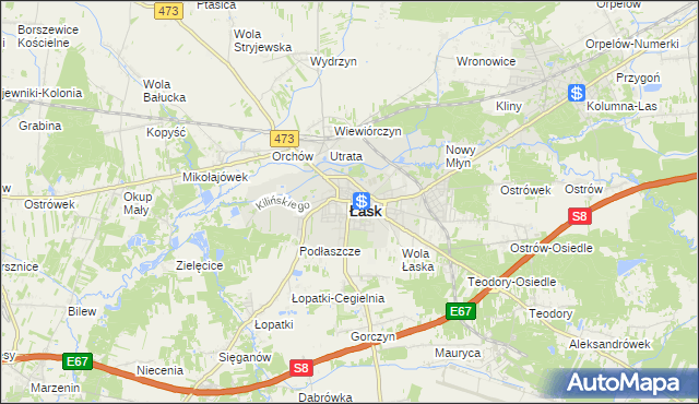 mapa Łask, Łask na mapie Targeo