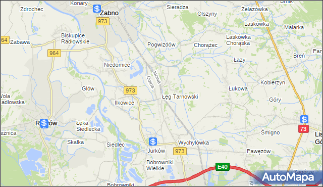 mapa Łęg Tarnowski, Łęg Tarnowski na mapie Targeo