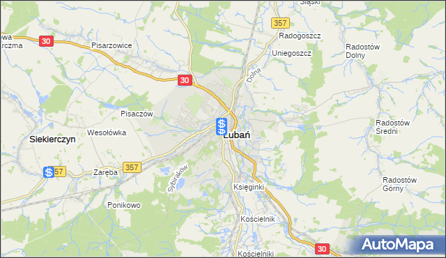 mapa Lubań, Lubań na mapie Targeo