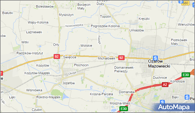 mapa Michałówek gmina Ożarów Mazowiecki, Michałówek gmina Ożarów Mazowiecki na mapie Targeo
