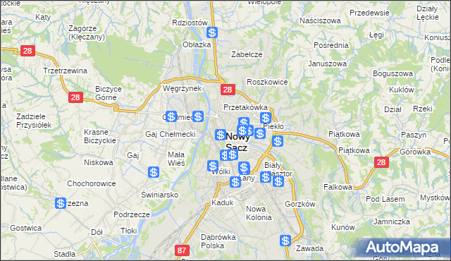 mapa Nowego Sącza, Nowy Sącz na mapie Targeo