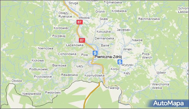 mapa Piwniczna-Zdrój, Piwniczna-Zdrój na mapie Targeo