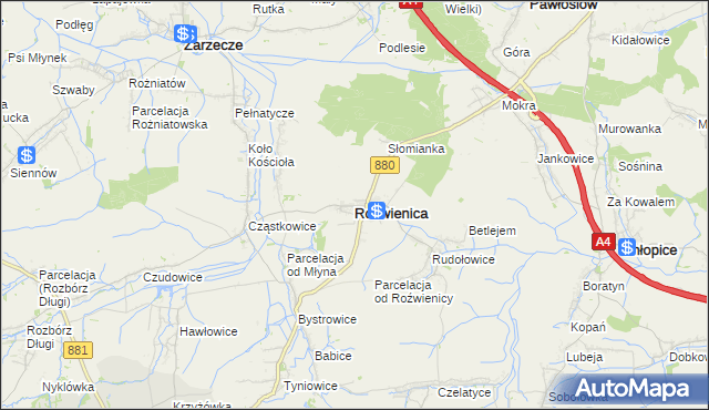 mapa Roźwienica, Roźwienica na mapie Targeo
