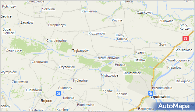 mapa Rzemienowice, Rzemienowice na mapie Targeo