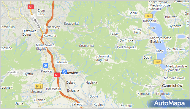 mapa Schronisko Magurka, Schronisko Magurka na mapie Targeo