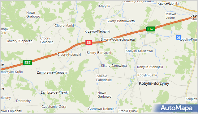 mapa Sikory-Tomkowięta, Sikory-Tomkowięta na mapie Targeo