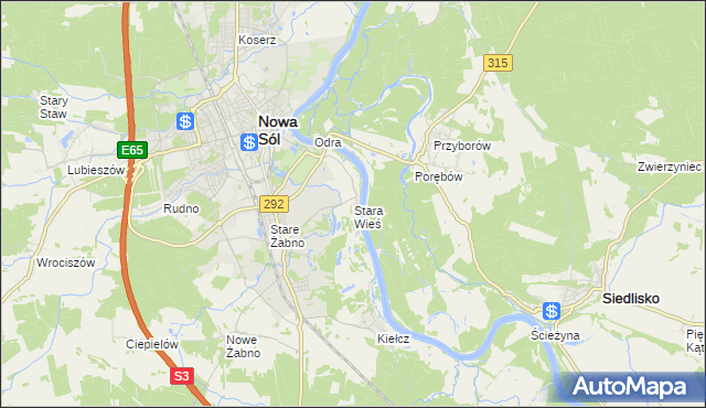 mapa Stara Wieś gmina Nowa Sól, Stara Wieś gmina Nowa Sól na mapie Targeo
