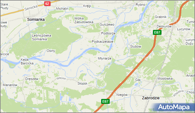 mapa Młynarze gmina Zabrodzie, Młynarze gmina Zabrodzie na mapie Targeo