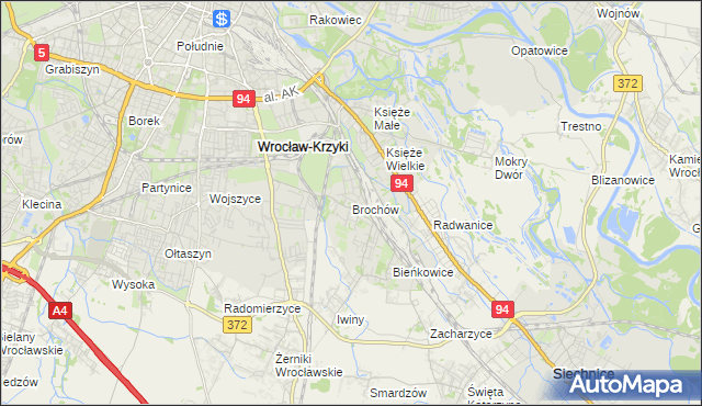 mapa Brochów gmina Wrocław, Brochów gmina Wrocław na mapie Targeo