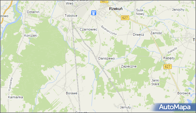 mapa Daniszewo gmina Rzekuń, Daniszewo gmina Rzekuń na mapie Targeo