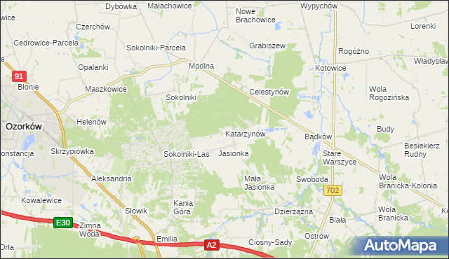 mapa Katarzynów gmina Ozorków, Katarzynów gmina Ozorków na mapie Targeo