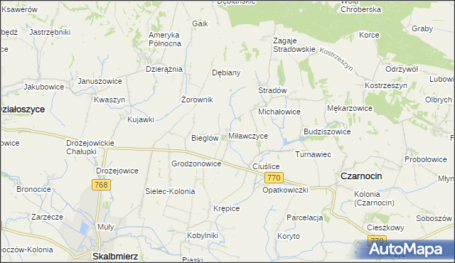 mapa Miławczyce, Miławczyce na mapie Targeo