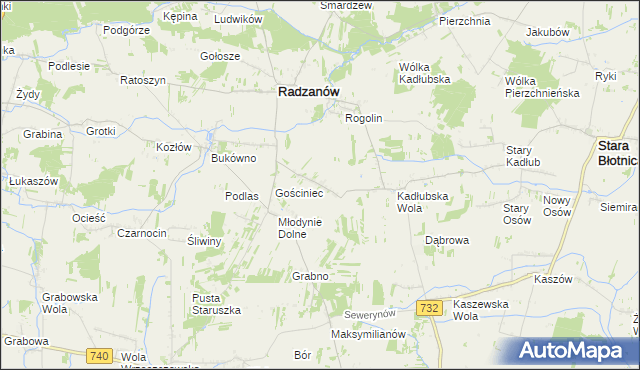 mapa Młodynie Górne, Młodynie Górne na mapie Targeo