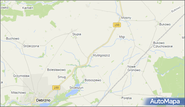 mapa Myśligoszcz, Myśligoszcz na mapie Targeo
