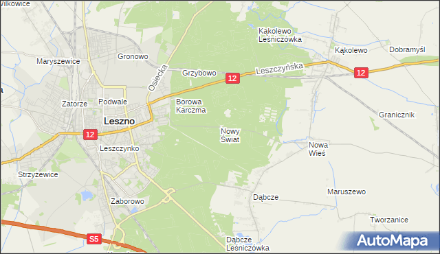 mapa Nowy Świat gmina Rydzyna, Nowy Świat gmina Rydzyna na mapie Targeo