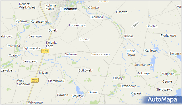 mapa Smogorzewo gmina Lubraniec, Smogorzewo gmina Lubraniec na mapie Targeo