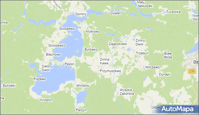 mapa Zimna Kawa, Zimna Kawa na mapie Targeo