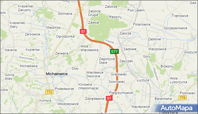 mapa Zagórzyce Stare, Zagórzyce Stare na mapie Targeo