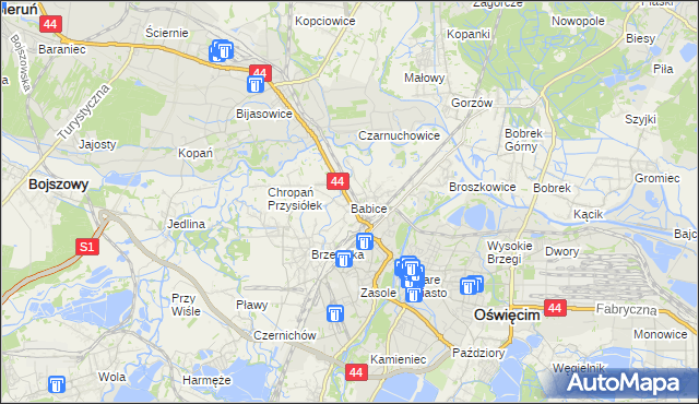 mapa Babice gmina Oświęcim, Babice gmina Oświęcim na mapie Targeo