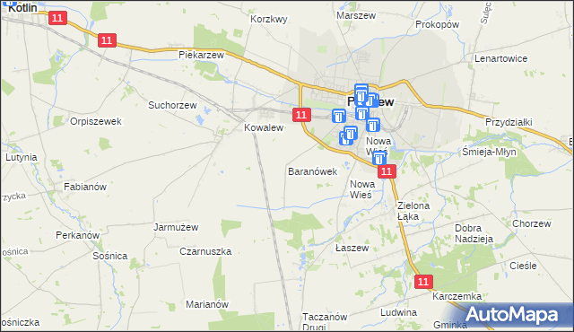 mapa Baranówek gmina Pleszew, Baranówek gmina Pleszew na mapie Targeo