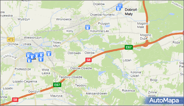 mapa Barycz gmina Dobroń, Barycz gmina Dobroń na mapie Targeo