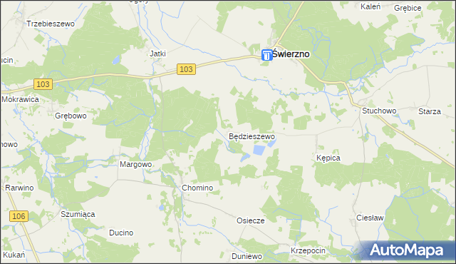 mapa Będzieszewo gmina Świerzno, Będzieszewo gmina Świerzno na mapie Targeo