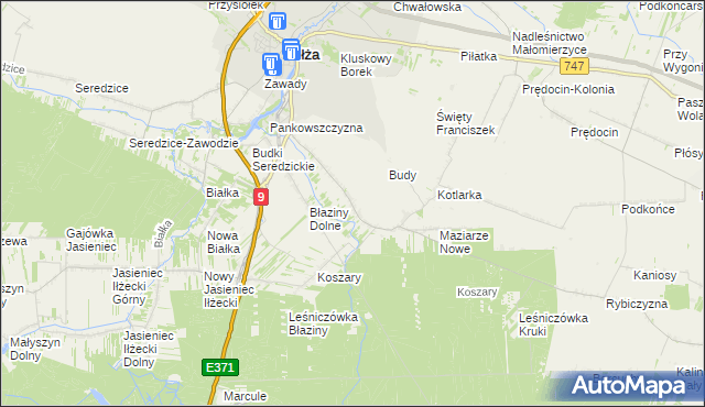 mapa Błaziny Górne, Błaziny Górne na mapie Targeo