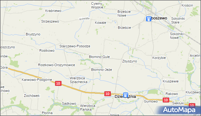 mapa Błomino Gumowskie, Błomino Gumowskie na mapie Targeo