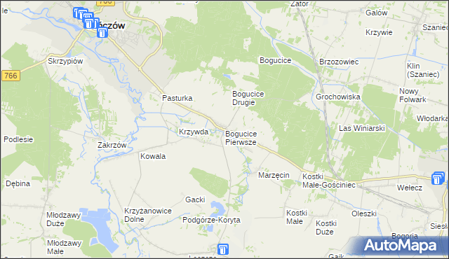 mapa Bogucice Pierwsze, Bogucice Pierwsze na mapie Targeo