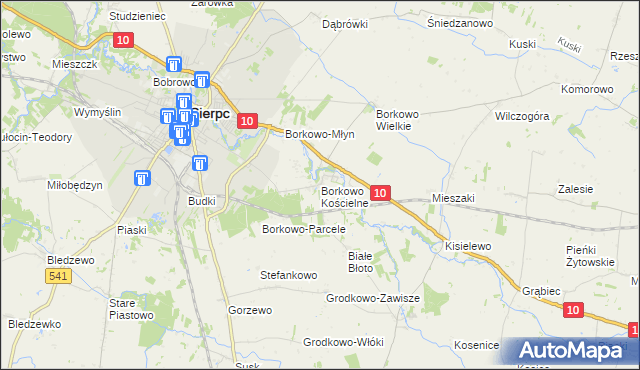 mapa Borkowo Kościelne, Borkowo Kościelne na mapie Targeo