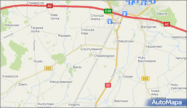 mapa Chwalibogowo gmina Września, Chwalibogowo gmina Września na mapie Targeo