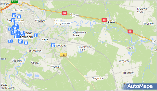 mapa Ciebłowice Duże, Ciebłowice Duże na mapie Targeo