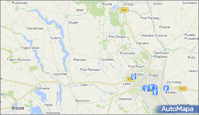 mapa Czyżewo gmina Rypin, Czyżewo gmina Rypin na mapie Targeo