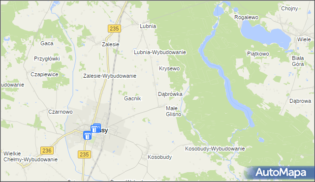 mapa Dąbrówka gmina Brusy, Dąbrówka gmina Brusy na mapie Targeo