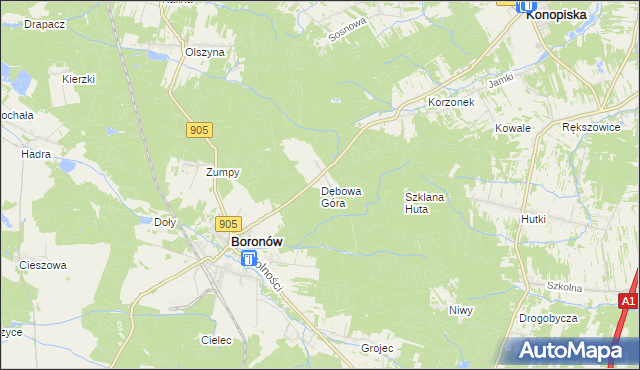 mapa Dębowa Góra gmina Boronów, Dębowa Góra gmina Boronów na mapie Targeo