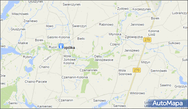 mapa Dęby Janiszewskie, Dęby Janiszewskie na mapie Targeo
