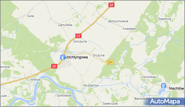 mapa Dryżyna, Dryżyna na mapie Targeo