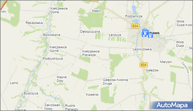mapa Gałęzów-Kolonia Pierwsza, Gałęzów-Kolonia Pierwsza na mapie Targeo