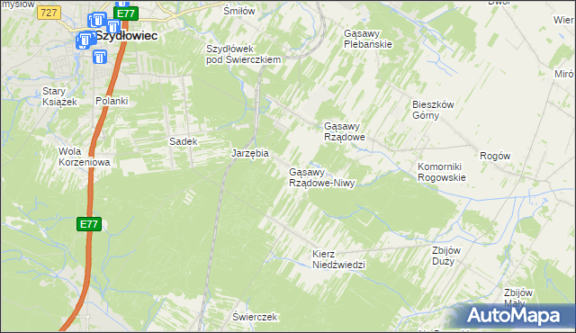 mapa Gąsawy Rządowe-Niwy, Gąsawy Rządowe-Niwy na mapie Targeo