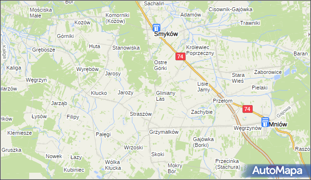 mapa Gliniany Las, Gliniany Las na mapie Targeo