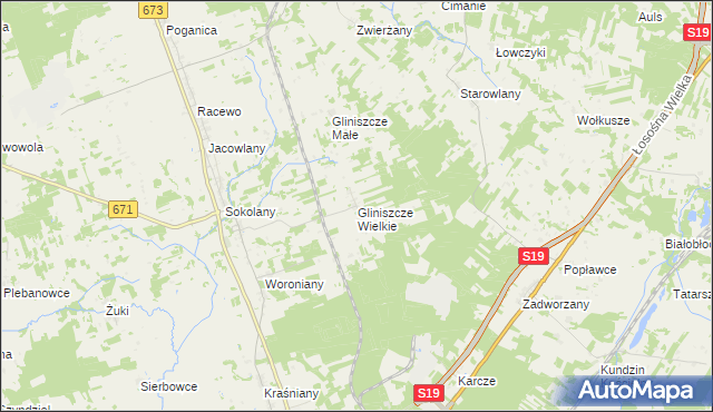 mapa Gliniszcze Wielkie, Gliniszcze Wielkie na mapie Targeo