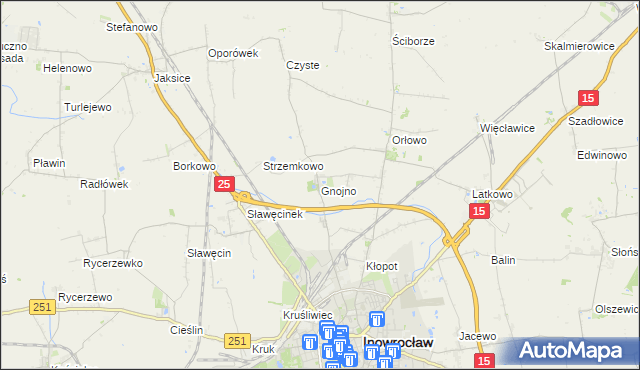 mapa Gnojno gmina Inowrocław, Gnojno gmina Inowrocław na mapie Targeo