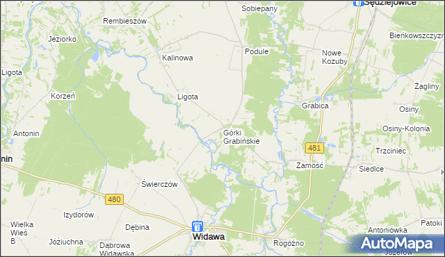 mapa Górki Grabińskie, Górki Grabińskie na mapie Targeo