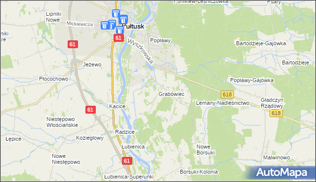 mapa Grabówiec gmina Pułtusk, Grabówiec gmina Pułtusk na mapie Targeo
