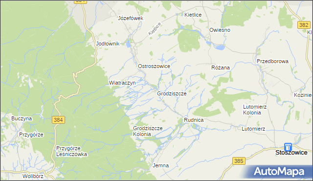 mapa Grodziszcze gmina Stoszowice, Grodziszcze gmina Stoszowice na mapie Targeo