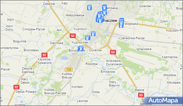 mapa Janówek Duranowski, Janówek Duranowski na mapie Targeo