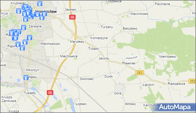 mapa Jaronty, Jaronty na mapie Targeo