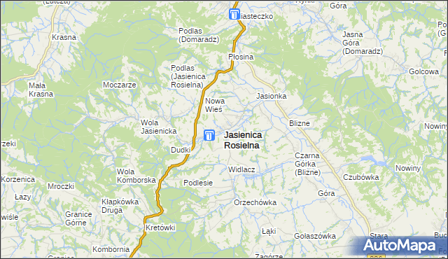mapa Jasienica Rosielna, Jasienica Rosielna na mapie Targeo