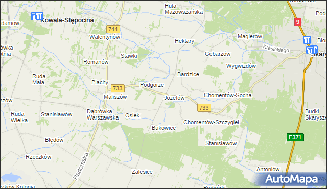 mapa Józefów gmina Kowala, Józefów gmina Kowala na mapie Targeo